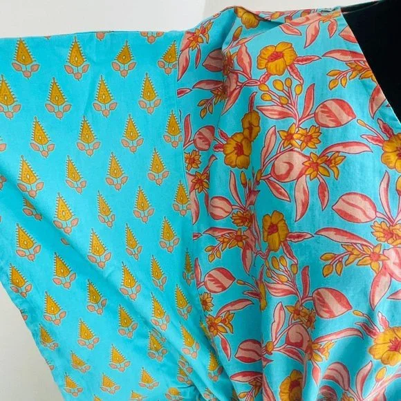 BRAND NEW Summer Cotton Kaftan Blue beach cover loungewear Indian kaftan dress - Picture 2 of 5
